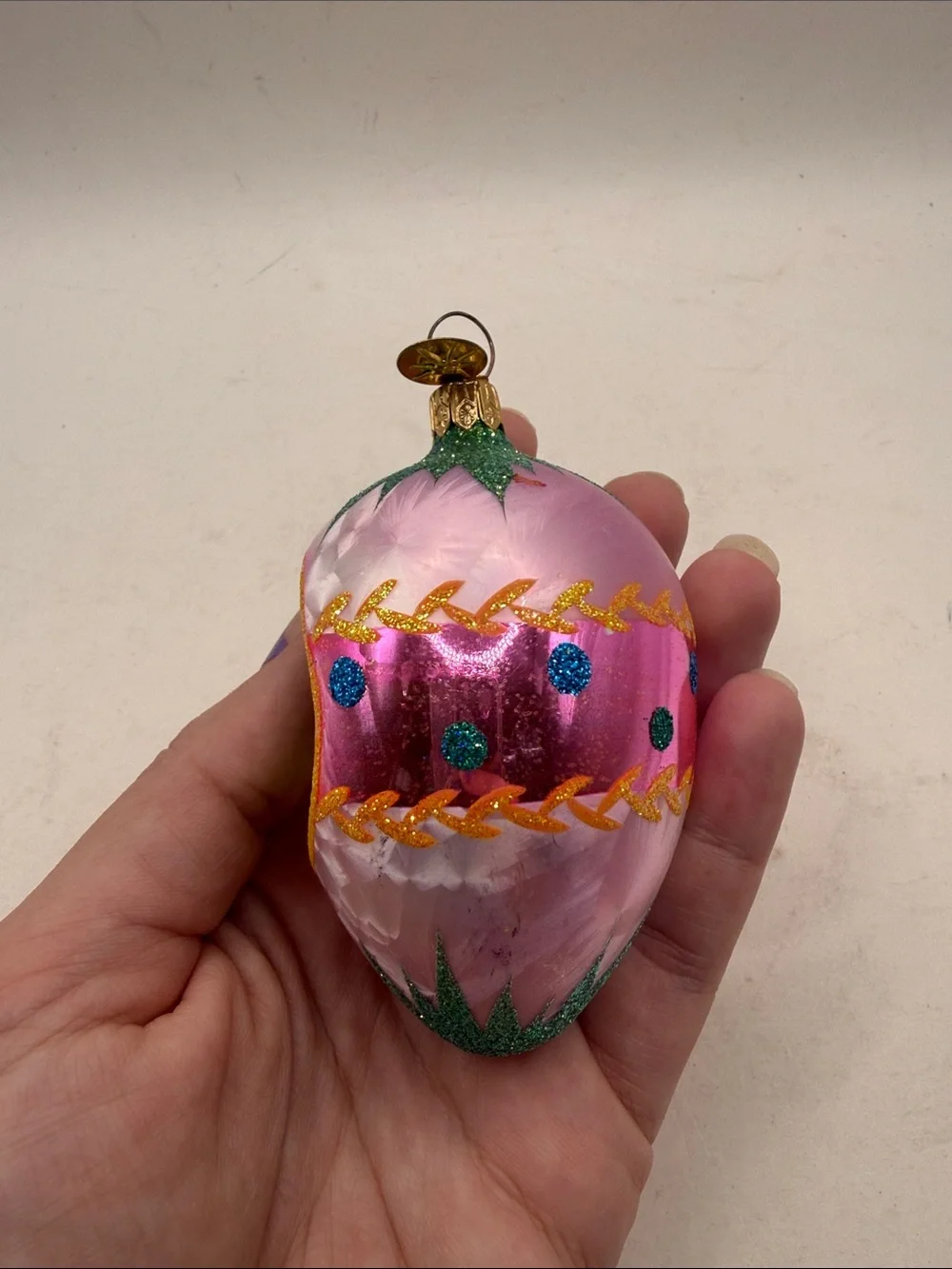 Vtg Christopher Radko Fantasia Reflector Glass Christmas Ornament Egg Collectibl